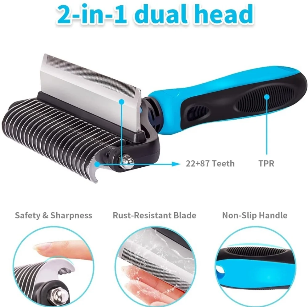 2side Dog Brush for Shedding Dematting